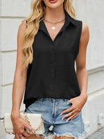 Button Down Collared Neck Tank