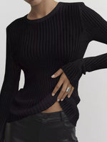 Ribbed Knit Long Sleeve Top