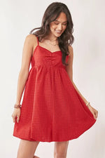 Davi & Dani Textured Sweetheart Neckline Bubble Hem Dress - Ladyez
