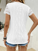Crochet Lace Short Sleeve T-Shirt - Ladyez