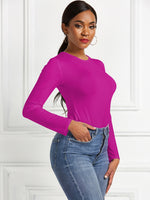 Round Neck Long Sleeve Bodysuit - Ladyez