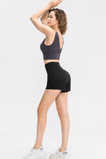 Wide Waistband Sports Shorts with Pockets - Ladyez