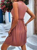 Frill Ribbed Sleeveless Mini Dress