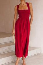 Crisscross Smocked Wide Strap Dress