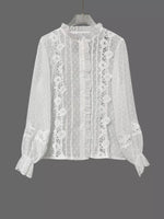 Lace Trimmed Swiss Dot Shirt