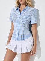 Gingham Short Sleeve Button-Up Shirt