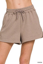 Zenana Scuba Elastic Waistband Shorts With Pocket
