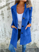 Full Size Button-Down Long Sleeve Longline Coat Plus Size