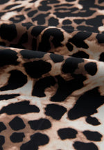Contrast Trim Leopard Round Neck Top and Pants Lounge Set - Ladyez