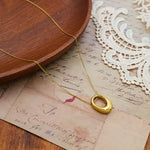 18K Gold-Plated Oval Pendant Necklace