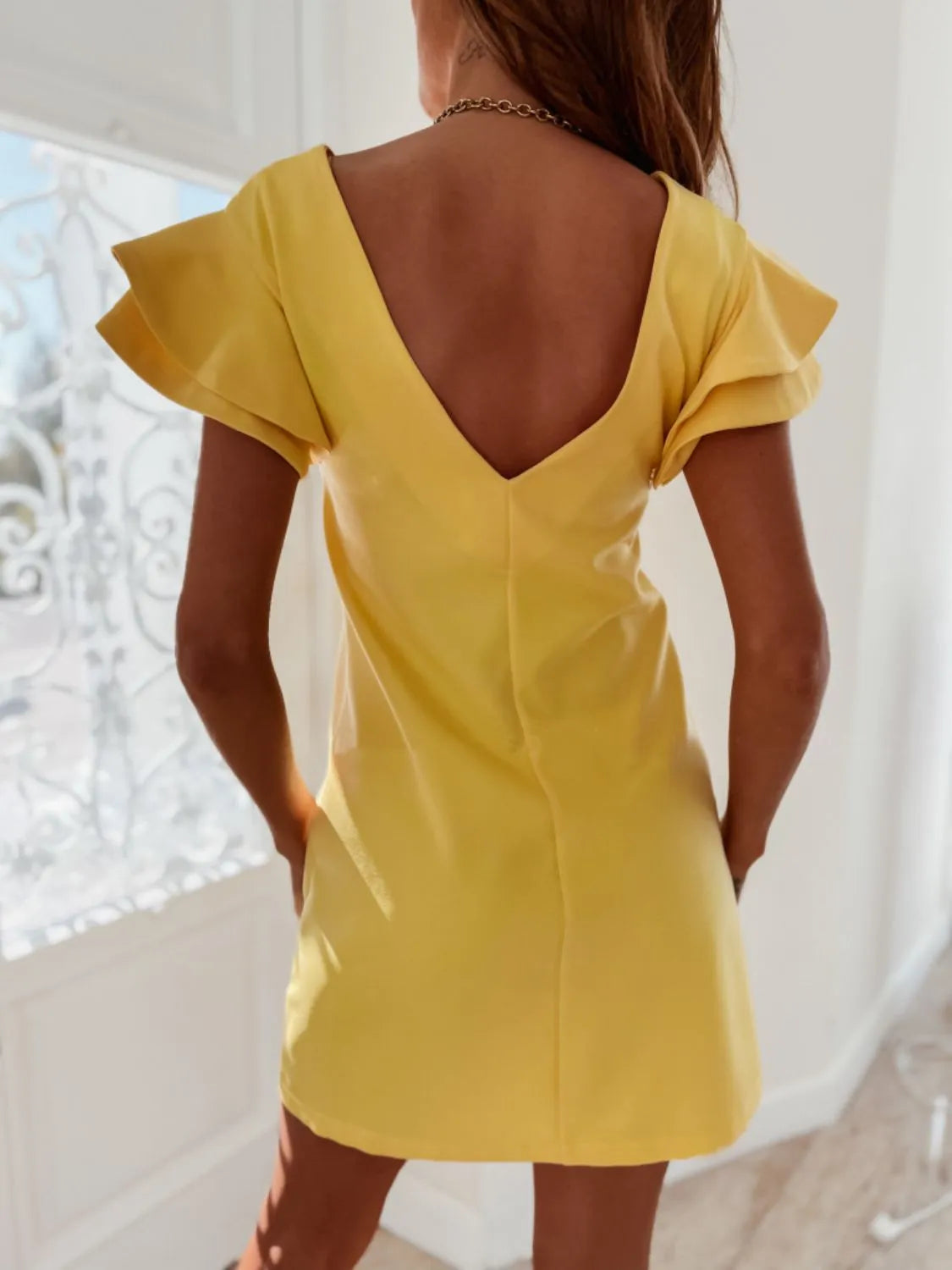 Ruffled Layered Short Sleeve Mini Dress - Ladyez