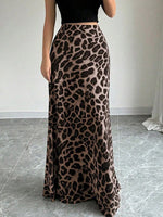 Leopard Print High-Waisted Maxi Skirt - Ladyez