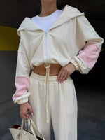 Zip Up Hoodie and Wide-Leg Pants Set
