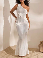One-Shoulder Crochet Maxi Dress