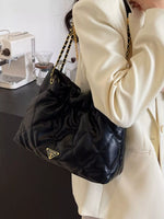 Ruched Leather Shoulder Bag