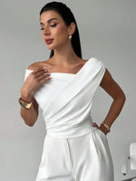 Asymmetrical Ruched Short Sleeve Top - Ladyez