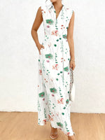 Floral Print Sleeveless Maxi Shirt Dress