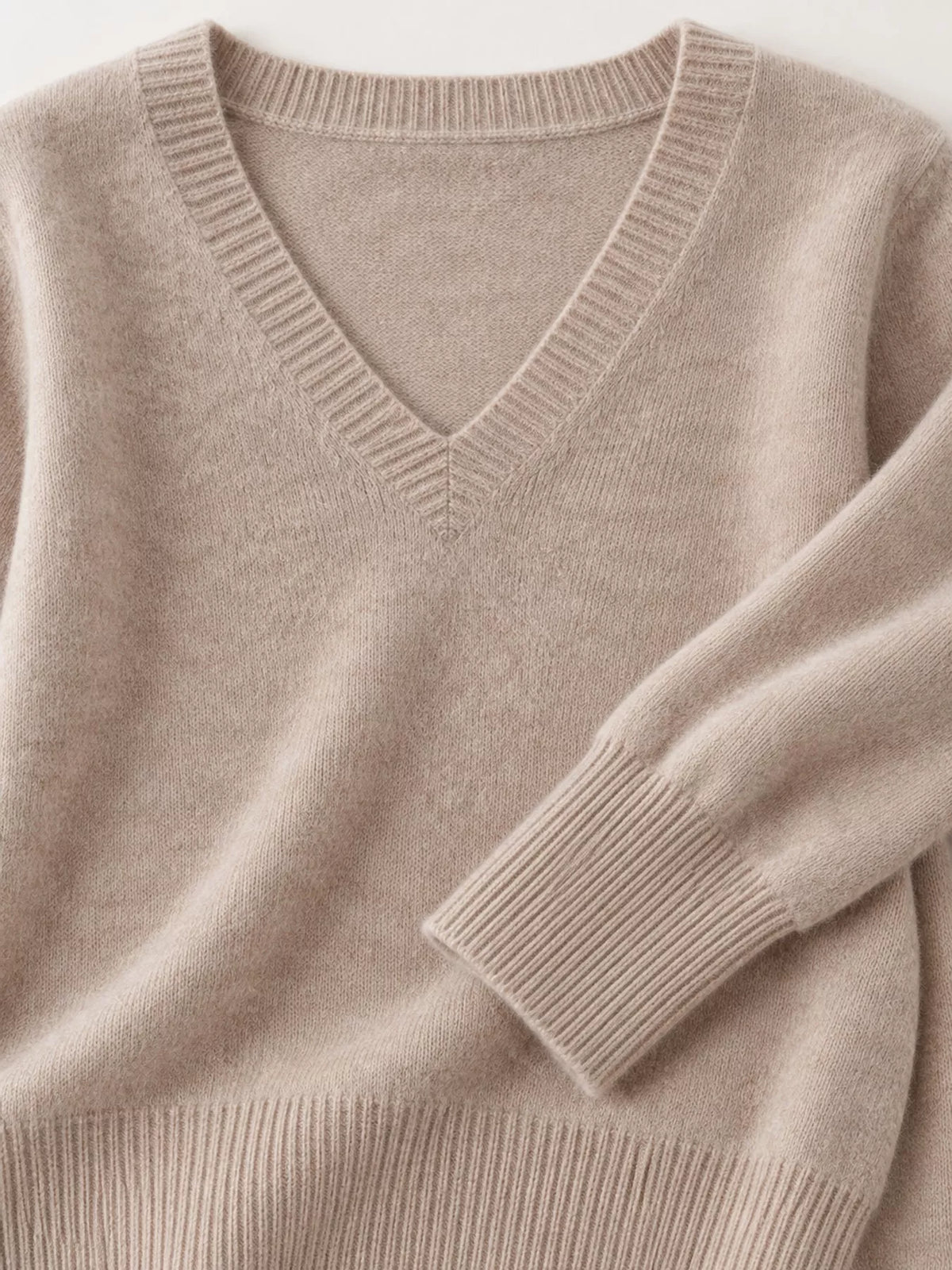 V-Neck Solid Color Sweater