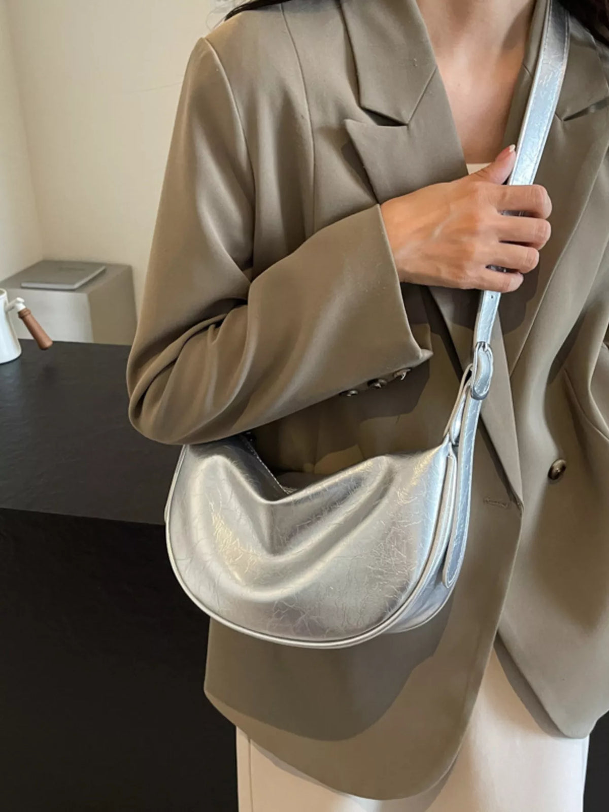 Adjustable Strap Crescent Crossbody Bag