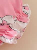Children's Bunny Print Smocked Dress & Headband Set
