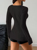 Cable Knit Button-Front Fitted Sweater