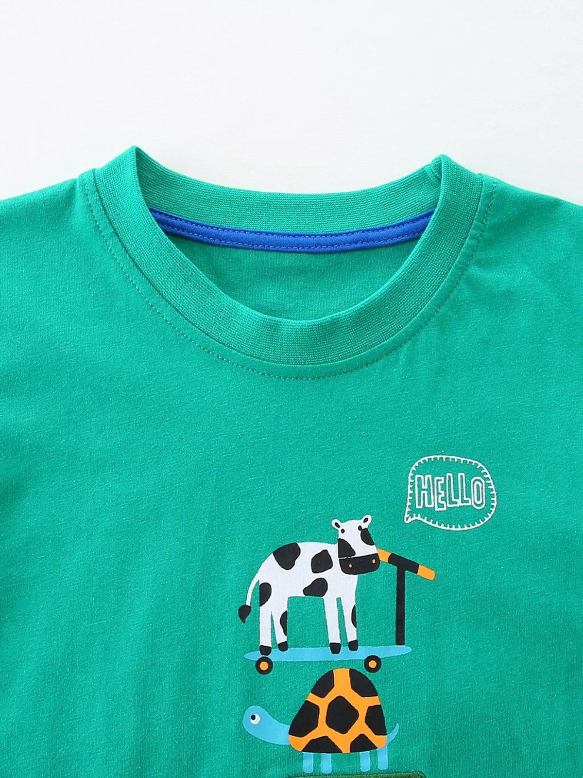 Children's Playful Vehicle Print T-shirt and Plaid Shorts Set