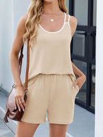 Casual Ribbed Tank Top and Shorts Set