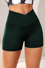 Wide Waistband Active Shorts with Pocket - Ladyez