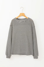 Striped Round Neck Long Sleeve Top