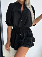 Button Up Top and Ruffled Skirt Set