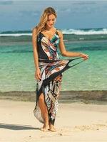 Printed Spaghetti Strap Cover Up - Ladyez