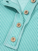 Color Block Ribbed Knit Henley Sweatshirt