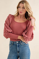 And The Why Textured Puff Sleeve Bodysuit - Ladyez