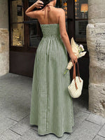 Striped Halter Neck Maxi Dress
