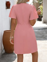 Surplice Short Sleeve Mini Dress - Ladyez