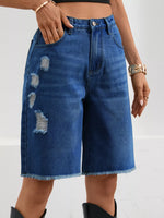 Ripped Frayed Hem Denim Shorts