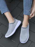 Breathable Mesh Round Toe Slip-Ons - Ladyez