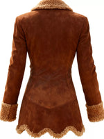Vintage Suede Sherpa Trimmed Winter Coat