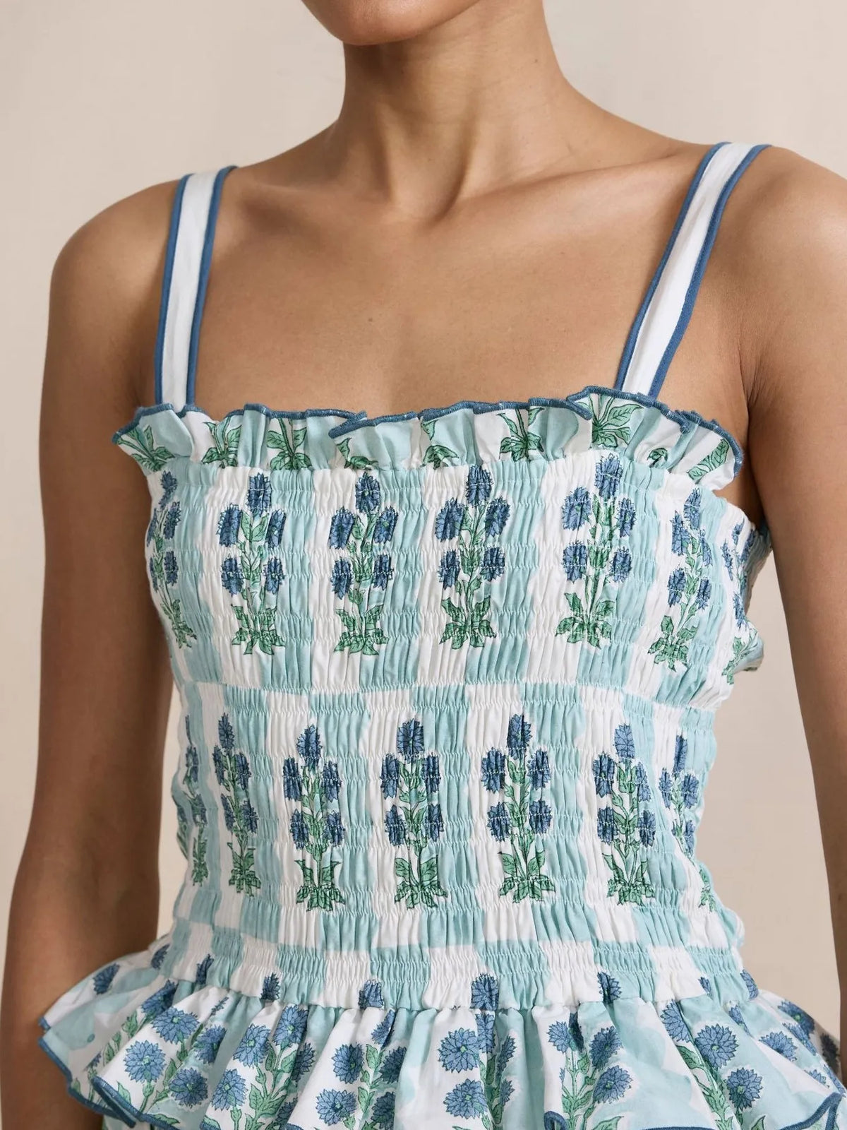 Bohemian Floral Print Smocked Tiered Maxi Dress - Ladyez