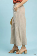 Umgee Linen Blend Striped Wide Leg Pants