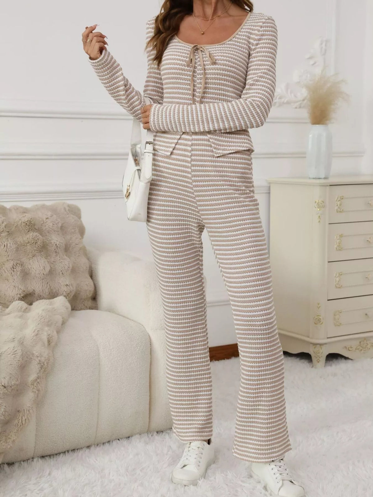 Striped Long Sleeve Top and Pants Set