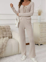 Striped Long Sleeve Top and Pants Set