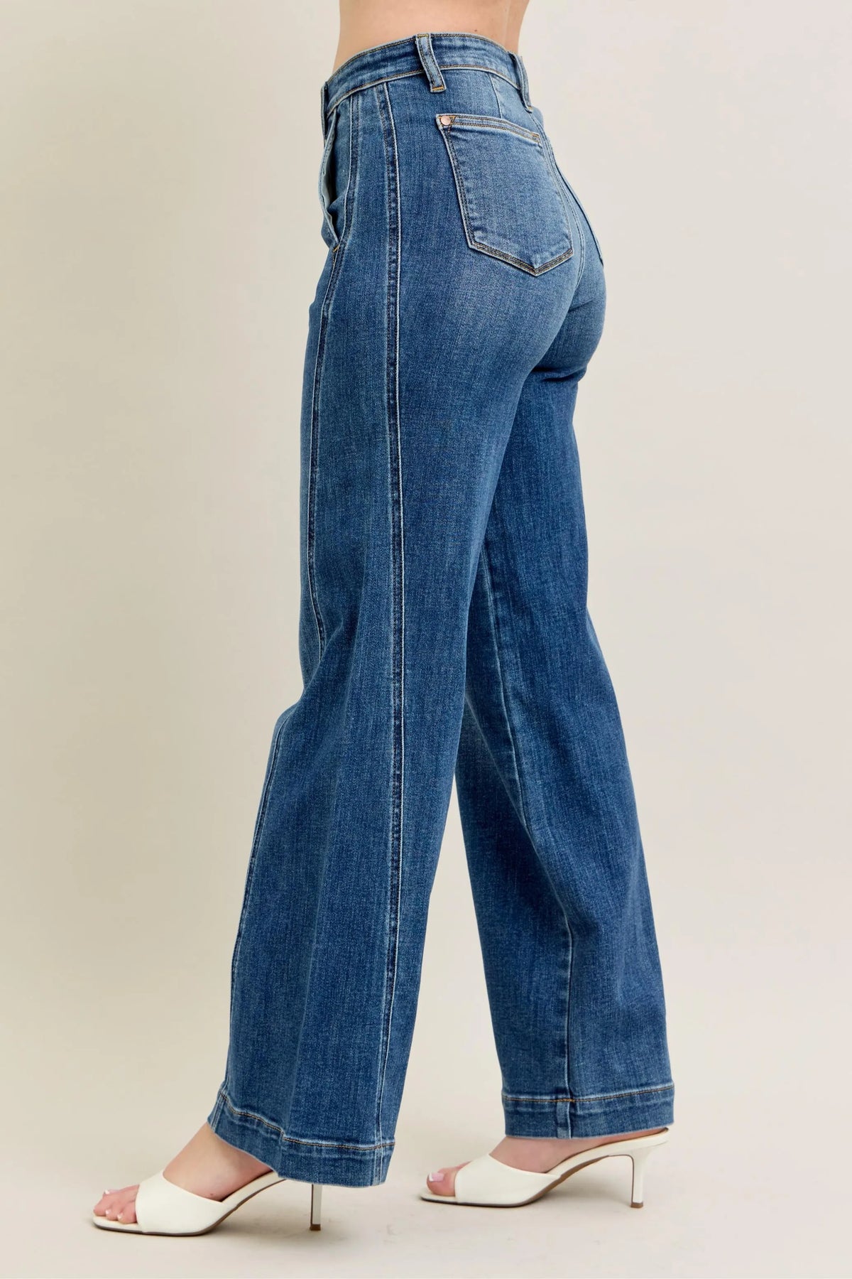 Judy Blue Full Size High Waist Wide Leg Jeans Plus Size - Ladyez