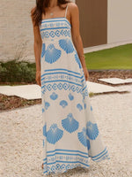 Seashell Print Spaghetti Strap Maxi Dress - Ladyez