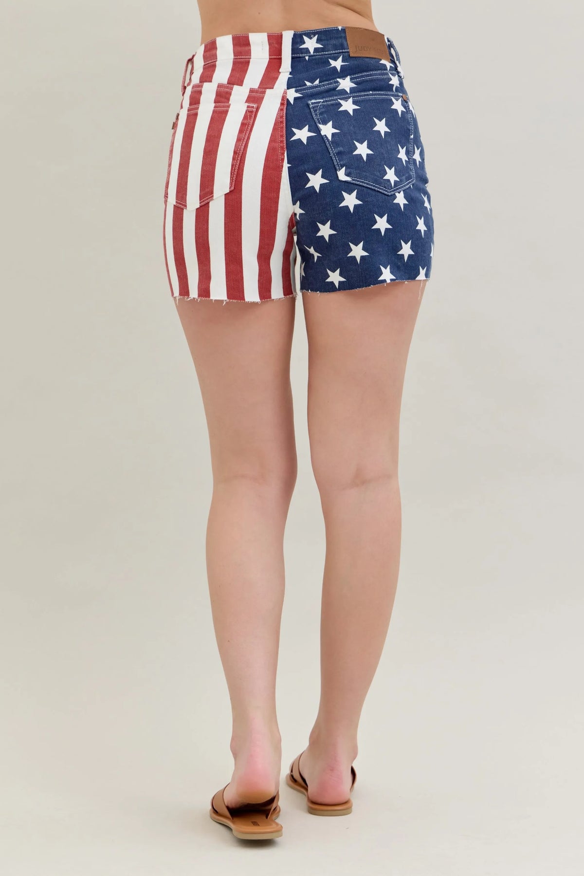 Judy Blue Full Size High Waist Americana Flag Fray Hem Shorts Plus Size - Ladyez