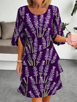 Full Size Floral Print Ruffle Hem Dress Plus Size