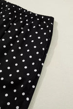 Polka Dot Print Elastic Waist Lace Hem Loose Pants