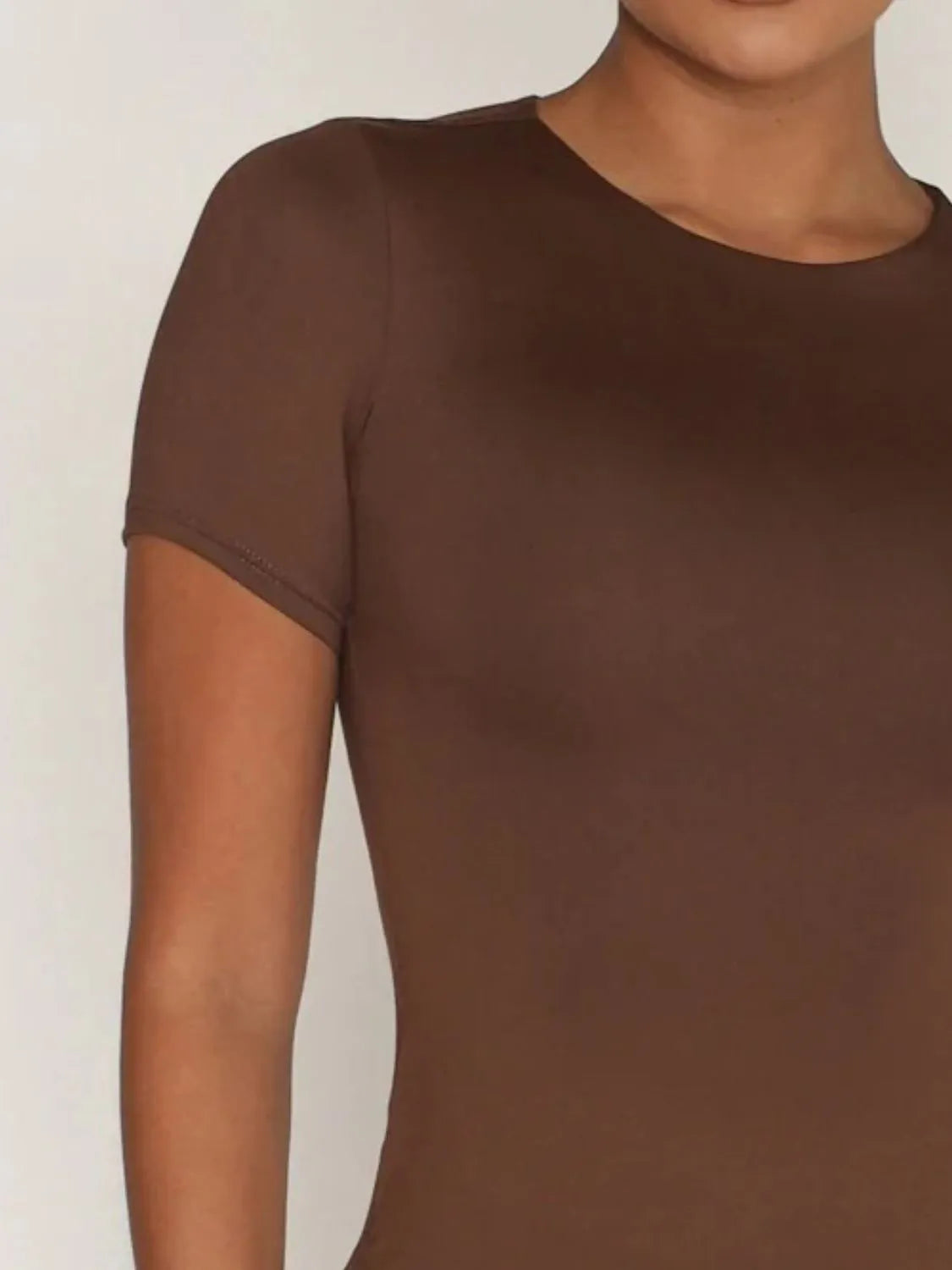 Round Neck Short Sleeve Swim Top - Ladyez