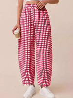 Gingham Wide-Leg Casual Pants