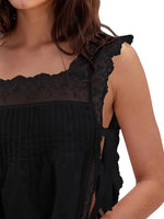 Lace-Trimmed Eyelet Square Neck Top